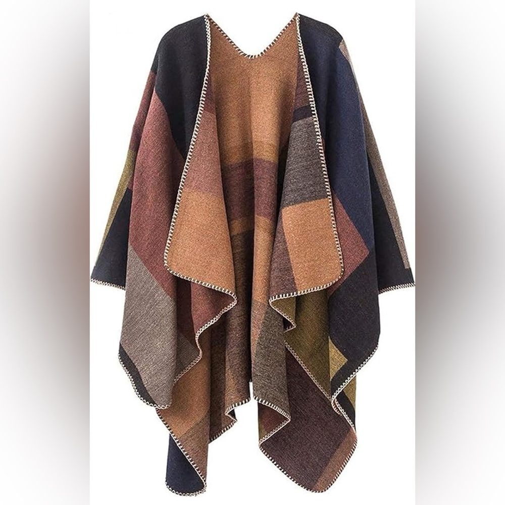 Women's Multicolor Plaid Cape (Brand New)